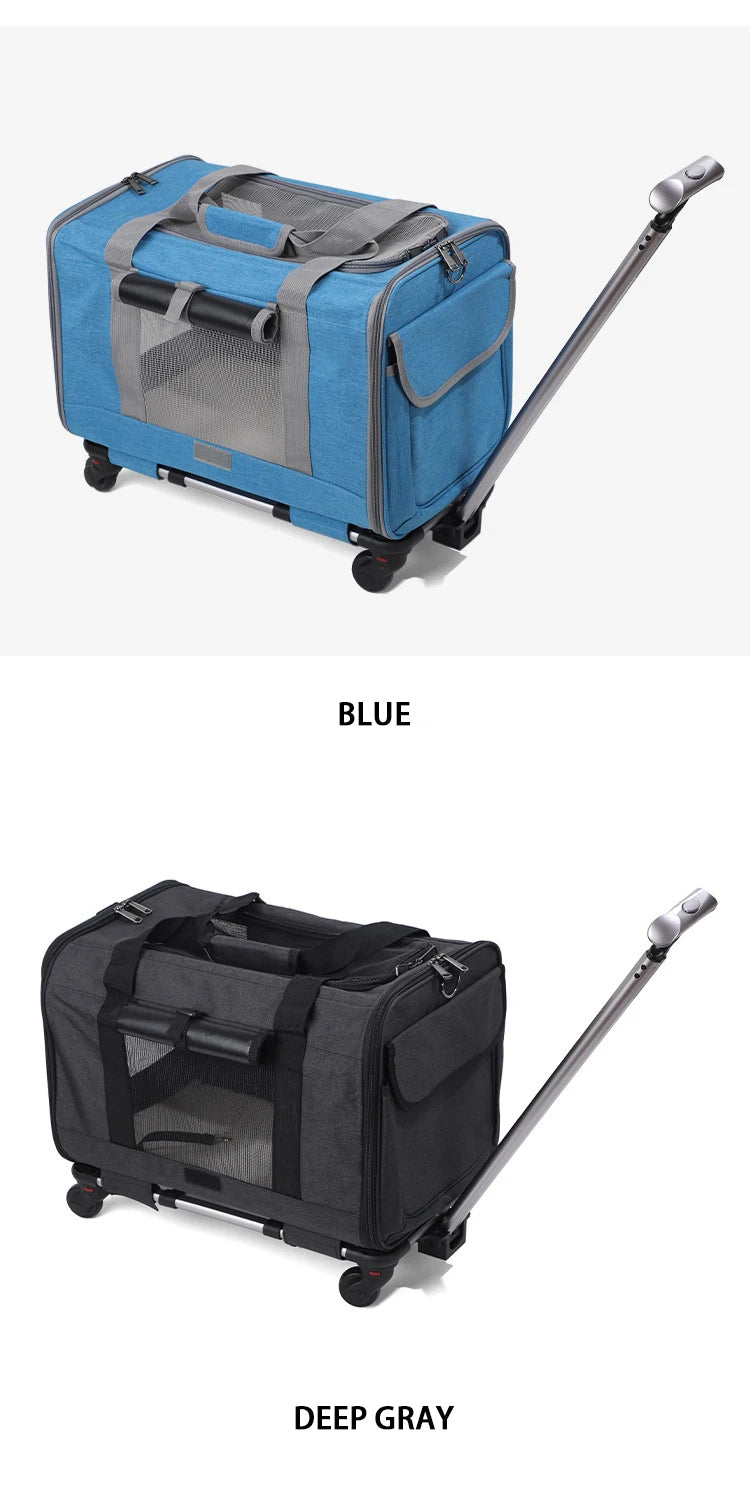 Pet Carrier with Wheels for Dogs Up To 15lbs & Cat  Airline Approved Dog Carrier Rolling Pet Carrier Foldable Pet Stroller