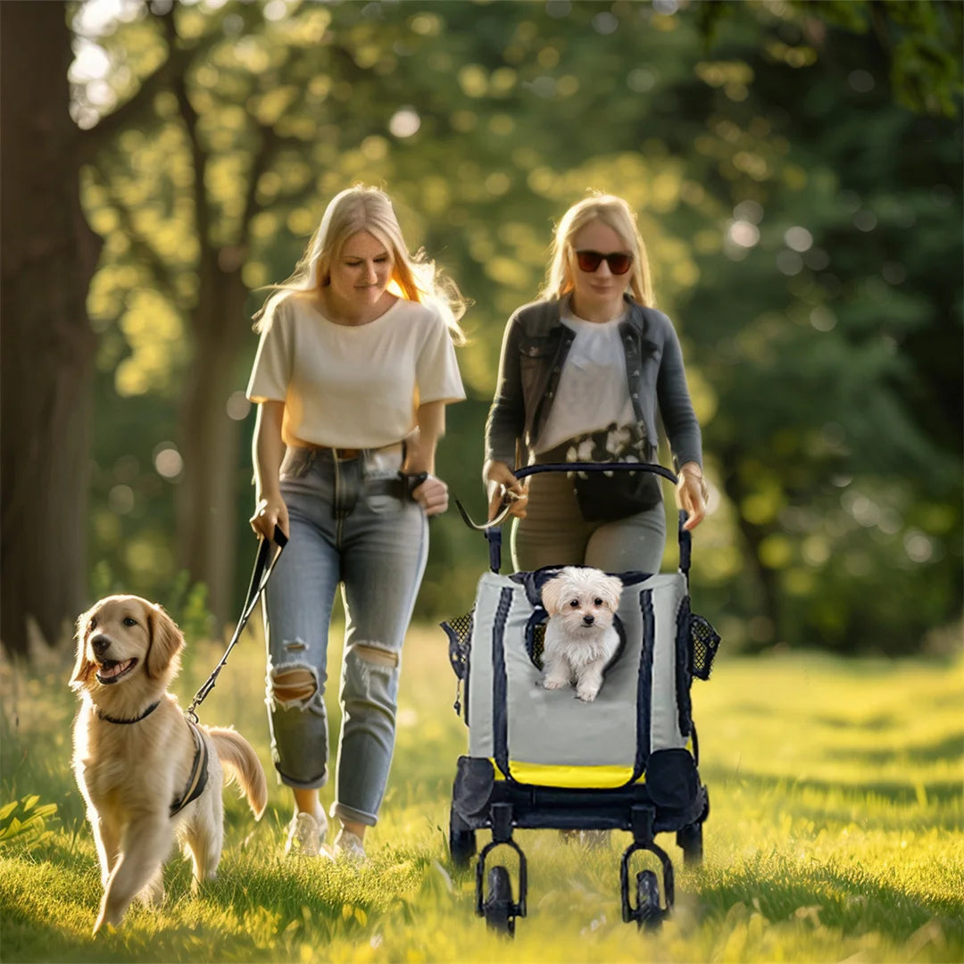 2 in 1 Portable Pet Travel Stroller with Detachable Handle Convertible Car Seat Pushchair for Small Dogs And Cats