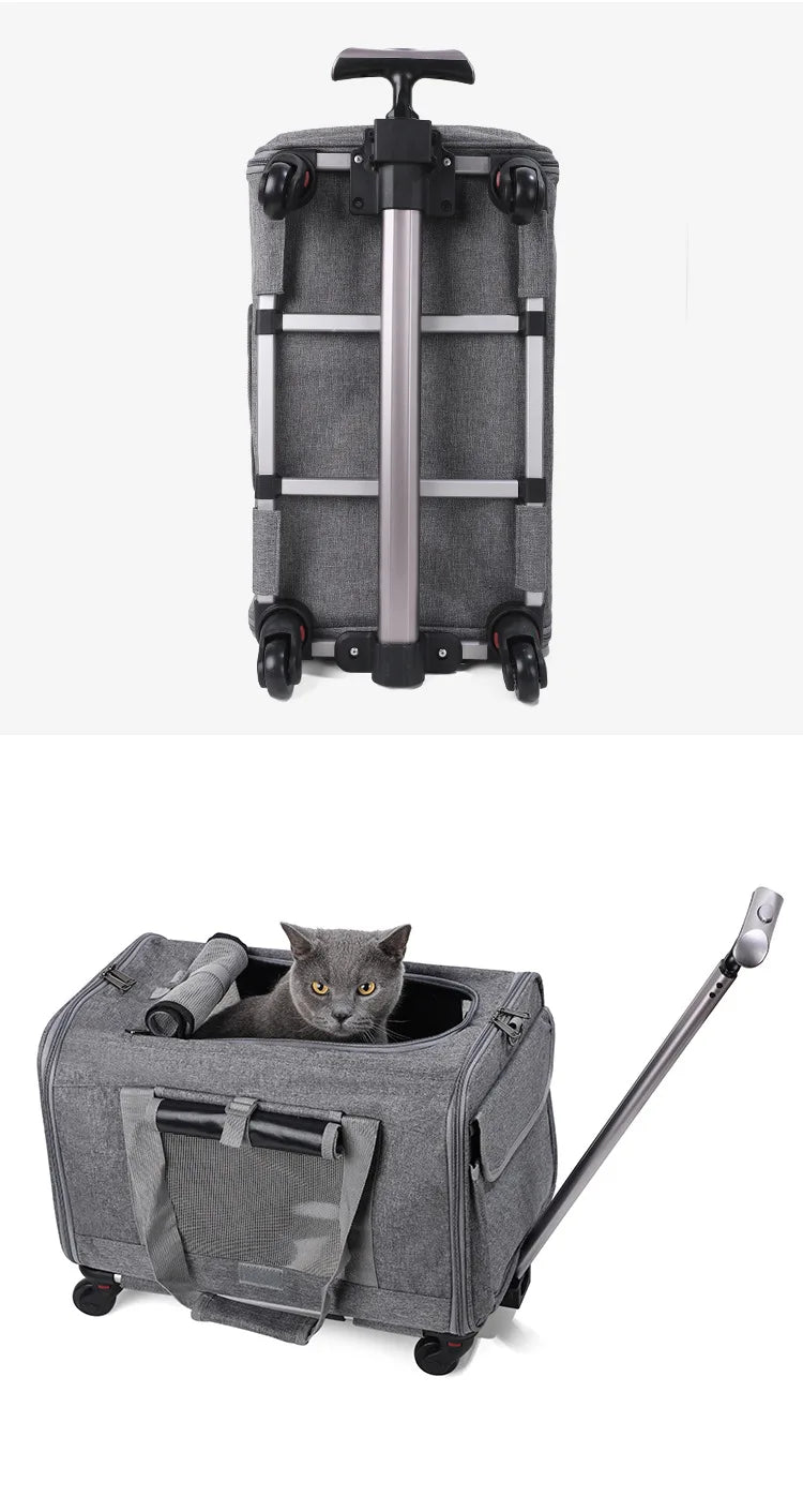 Pet Carrier with Wheels for Dogs Up To 15lbs & Cat  Airline Approved Dog Carrier Rolling Pet Carrier Foldable Pet Stroller