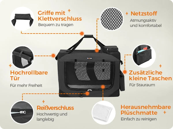 Feandrea Dog Box Foldable Cargo Box dog XXL Dog bag Oxford Fabric Mesh fabric breathable portable