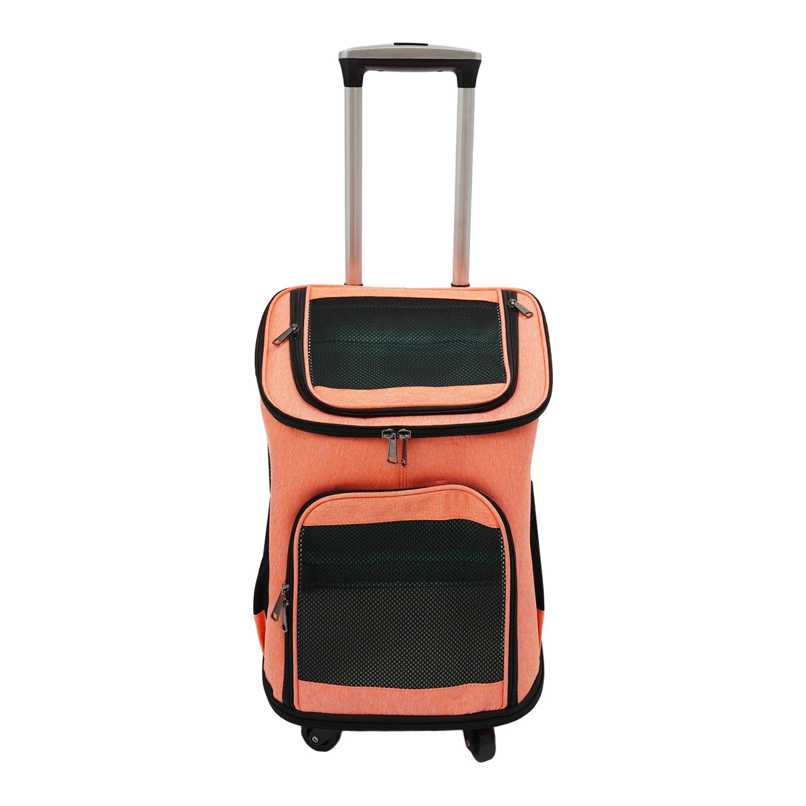 Pet Backpack Fold-Flat Storage Pet Rolling Carrier Tear-Resistant Folding Pet Carrier with Wheels for Travel/Hiking/Walking