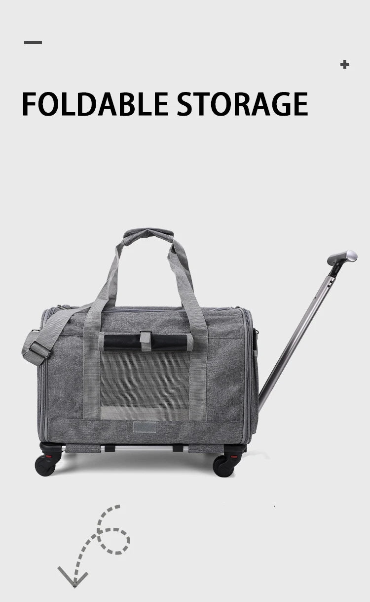 Pet Carrier with Wheels for Dogs Up To 15lbs & Cat  Airline Approved Dog Carrier Rolling Pet Carrier Foldable Pet Stroller