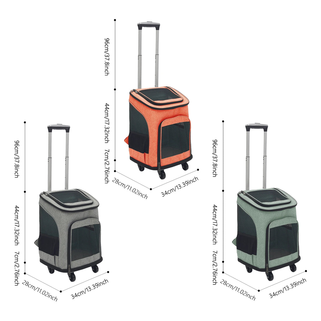 Pet Backpack Fold-Flat Storage Pet Rolling Carrier Tear-Resistant Folding Pet Carrier with Wheels for Travel/Hiking/Walking