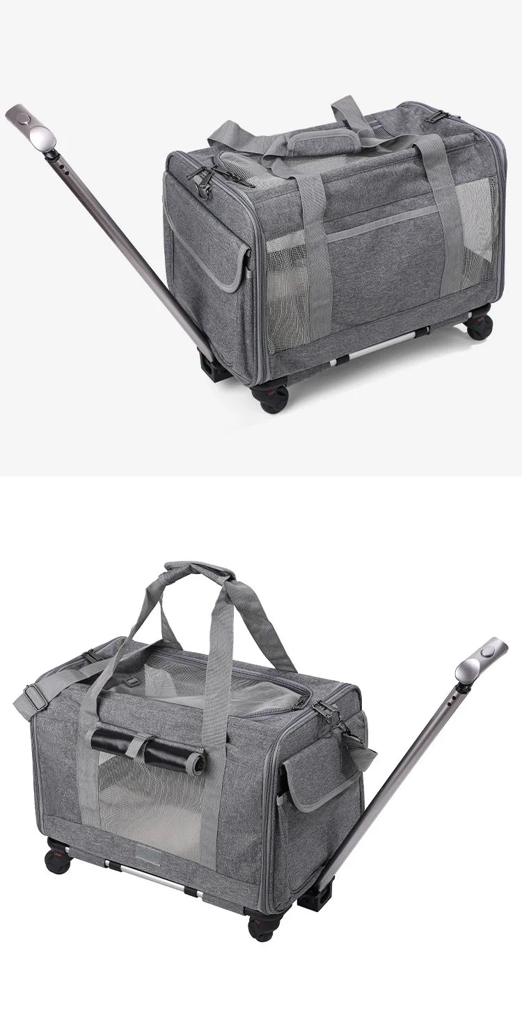 Pet Carrier with Wheels for Dogs Up To 15lbs & Cat  Airline Approved Dog Carrier Rolling Pet Carrier Foldable Pet Stroller