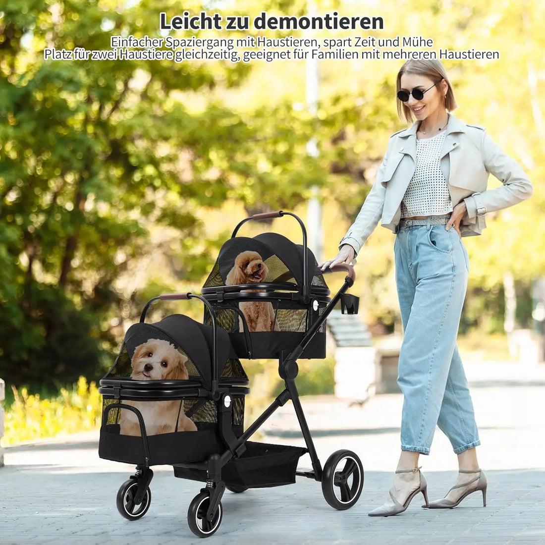 Doppelstock Hunde Buggy faltbar