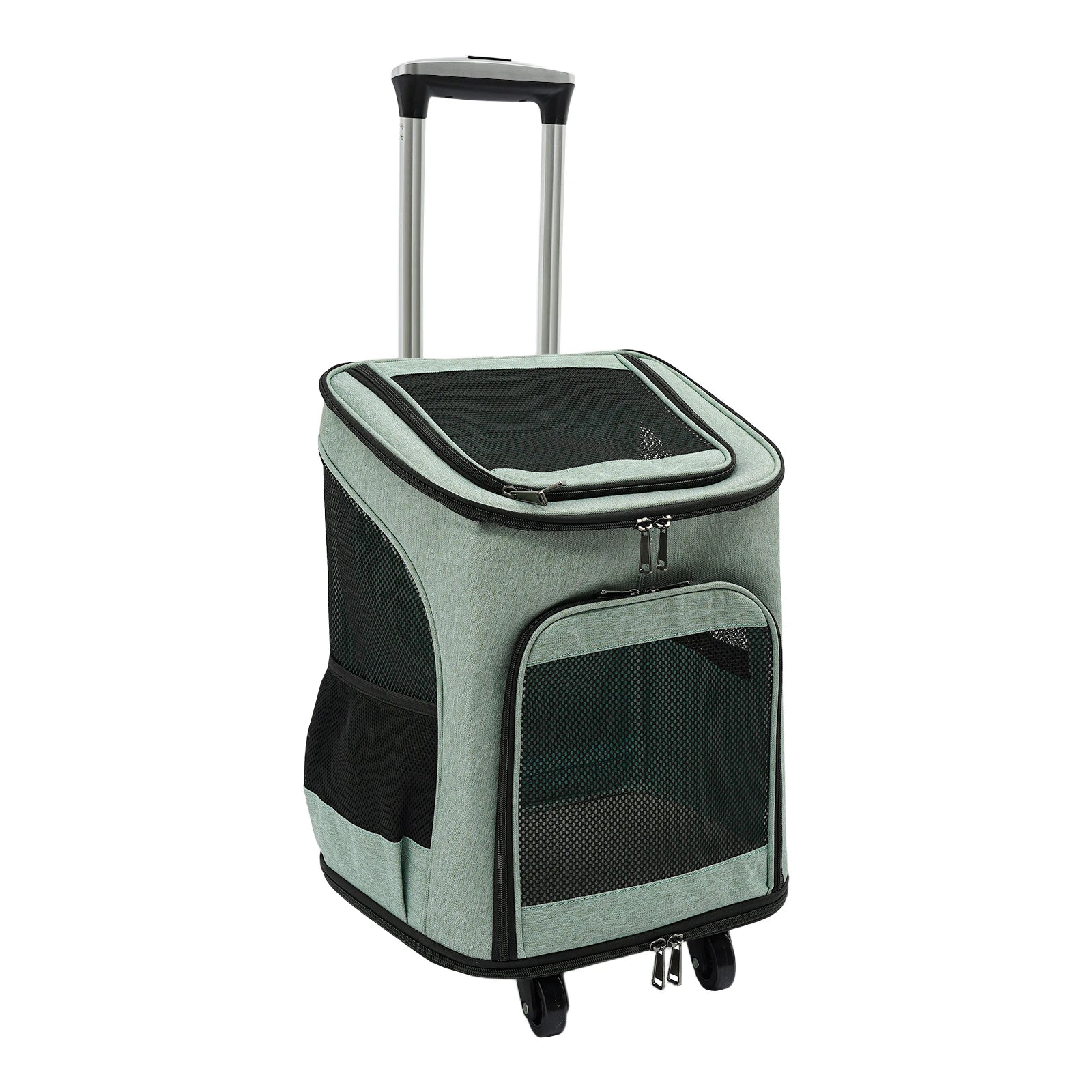 Pet Backpack Fold-Flat Storage Pet Rolling Carrier Tear-Resistant Folding Pet Carrier with Wheels for Travel/Hiking/Walking