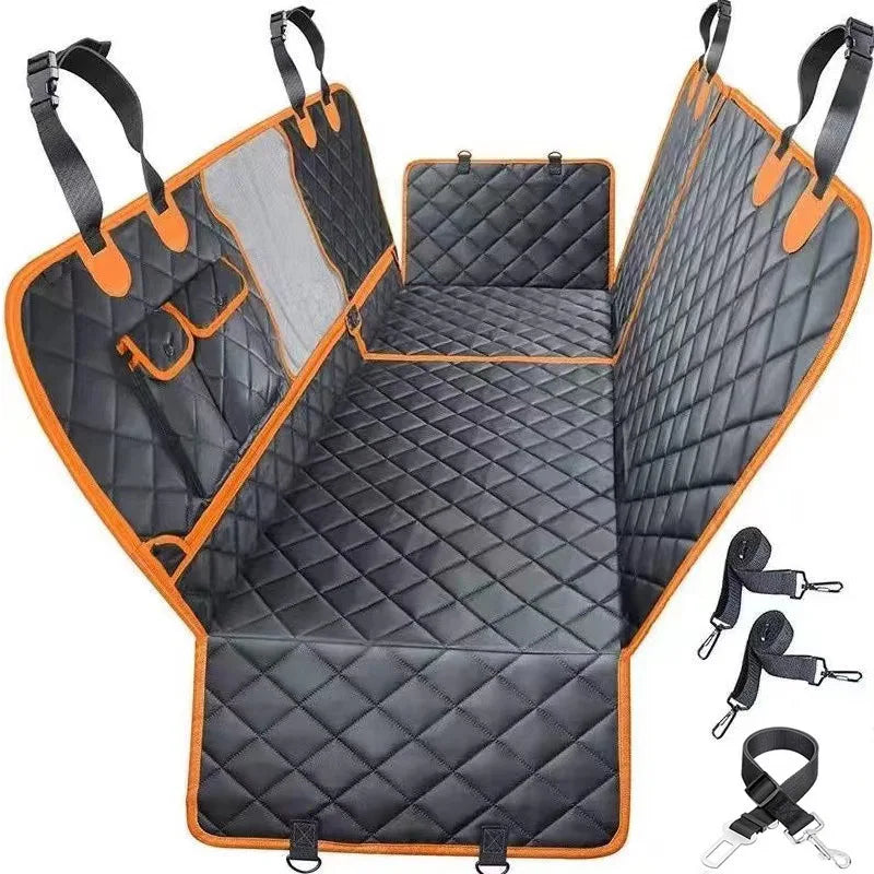 Waterproof foldable dog car seat cover and travel mat for pet safety