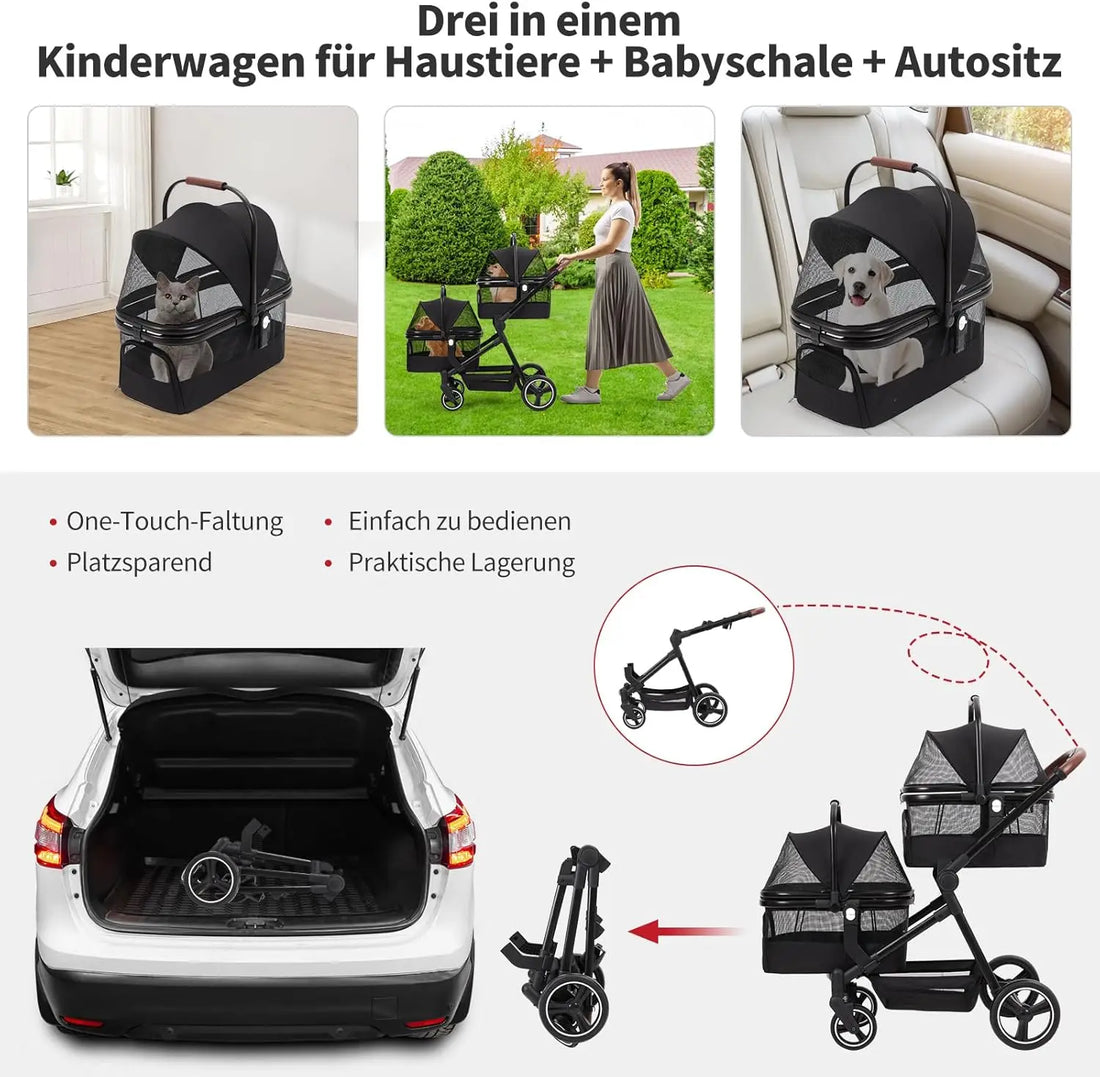 Doppelstock Hunde Buggy faltbar