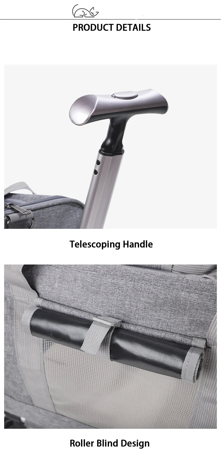 Pet Carrier with Wheels for Dogs Up To 15lbs & Cat  Airline Approved Dog Carrier Rolling Pet Carrier Foldable Pet Stroller