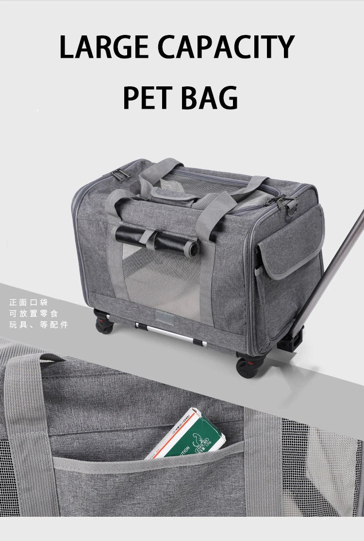 Pet Carrier with Wheels for Dogs Up To 15lbs & Cat  Airline Approved Dog Carrier Rolling Pet Carrier Foldable Pet Stroller