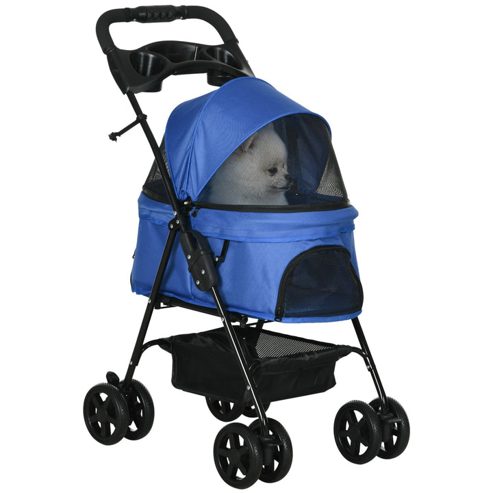 Hundewagen Pet Stroller Für Kleine Hunde Haustierwagen Klappbar Oxford Blau
