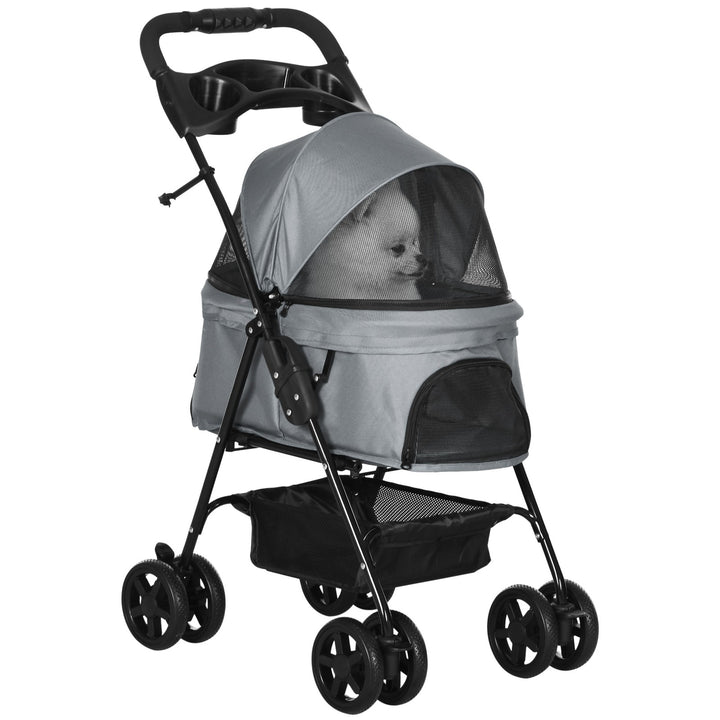 Hundewagen Pet Stroller Für Kleine Hunde Haustierwagen Klappbar Oxford Grau